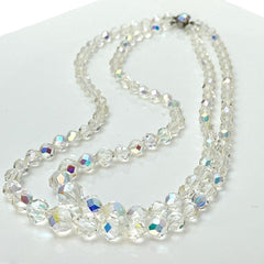 Vintage Sparkling Austrian AB Crystal Graduated Necklace