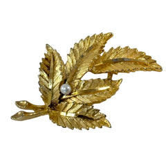 Vintage BSK Gold Tone Leaf Spray Brooch