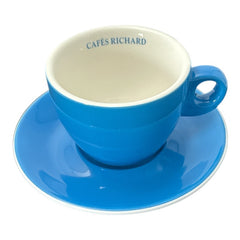 French Cafés Richard Classic Double Espresso Coffee Cup &amp; Saucer Set - Blue