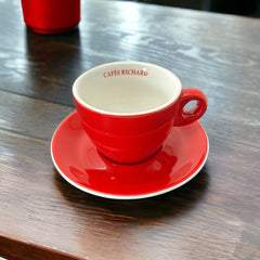 French Cafés Richard Classic Double Espresso Coffee Cup &amp; Saucer Set - red