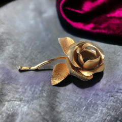 Vintage Cerrito Gold Plated Rose Brooch