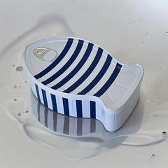 French Coastal Charm Fish-Shaped Tin Box | Blue and White Stripes Fish Metal Box