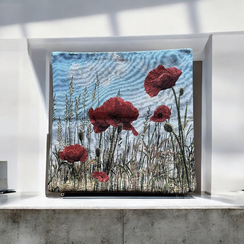 French Decorative Tapestry Cushion Cover | Red Poppies | French Lover Gift