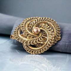 Exquisite Vintage French Georges Legros Gold Plated Spiral Brooch