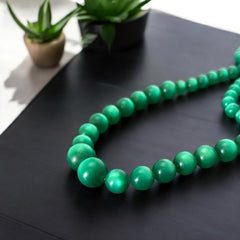 Vintage Green Moonglow Lucite Graduated Long Necklace | 1950s Colorful Jewelry | Jewelry Lover Gift Idea