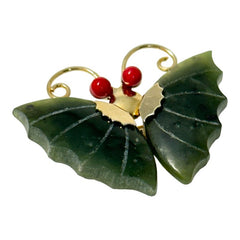 Vintage Jade Dynasty Butterfly Brooch Pendant