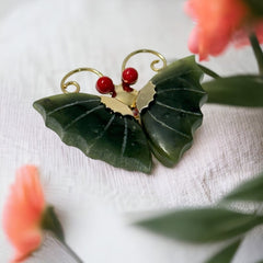 Vintage Jade Dynasty Butterfly Brooch Pendant