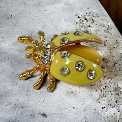 Vintage Radiant Yellow Enamel Ladybug Brooch