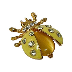 Vintage Radiant Yellow Enamel Ladybug Brooch