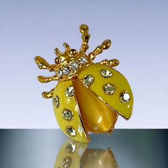 Vintage Radiant Yellow Enamel Ladybug Brooch