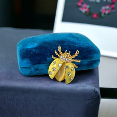 Vintage Radiant Yellow Enamel Ladybug Brooch