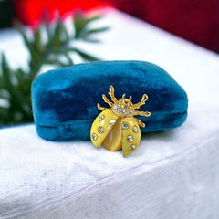 Vintage Radiant Yellow Enamel Ladybug Brooch