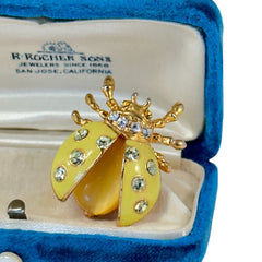 Vintage Radiant Yellow Enamel Ladybug Brooch