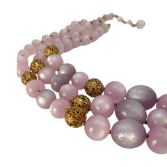 Vintage Moonglow Lucite Light Lavender 3-Strand Necklace