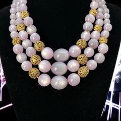 Vintage Moonglow Lucite Light Lavender 3-Strand Necklace