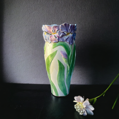 Vintage Lenox Enchanting Iris Limited Edition 2002 Vase | Collectible Reticulated and Textured Floral Vase | Home Decor Gift Idea