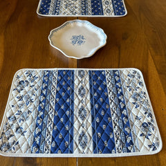 Provence Quilted Placemat - Avignon Dark Blue - White Trim - Marat d'Avignon