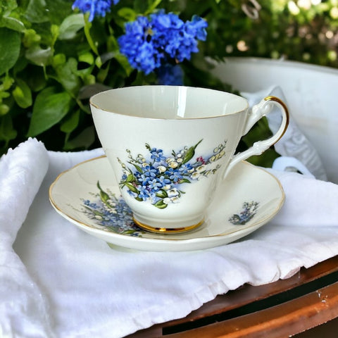 Vintage Mayflower English Bone China Floral Tea Cup and Saucer Set