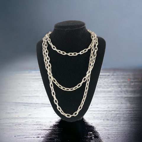 Vintage Monet Rope Length Silver Tone Chain Necklace