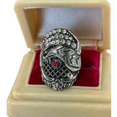 Vintage Mony Art Italy Silver Tone Rhinestone Statement Ring