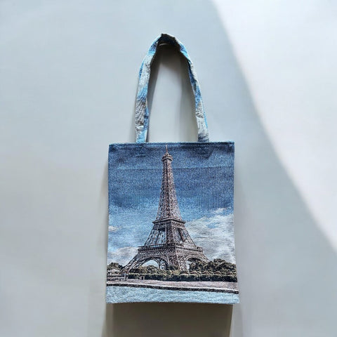 French Eiffel Tower Tapestry Tote Bag | Stylish Colorful Carryall | Fashionable Summer Colors Shoulder Bag | Paris Lover Gift