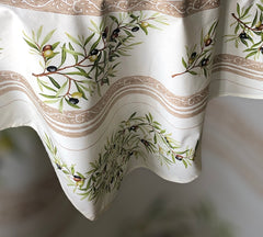 Provence Coated Square Tablecloth - Olive Baux - Natural