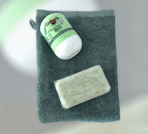 French Soap, Deodorant &amp; Washcloth Green Gift Set