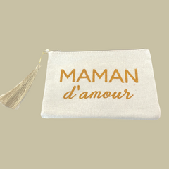 Zipper Pouch - Maman d'Amour - Pink or Gold - Medium