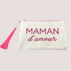 Zipper Pouch - Maman d'Amour - Pink or Gold - Medium