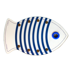 French Cutting Board - Fish and Blue Stripes