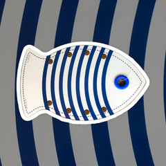 French Cutting Board - Fish and Blue Stripes