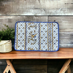 Provence Quilted Placemat - Moustiers Blue - Blue Trim - Tissus Toselli