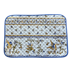 Provence Quilted Placemat - Moustiers Blue - Blue Trim - Tissus Toselli