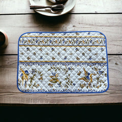 Provence Quilted Placemat - Moustiers Blue - Blue Trim - Tissus Toselli