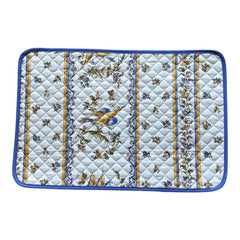 Provence Quilted Placemat - Moustiers Blue - Blue Trim - Tissus Toselli