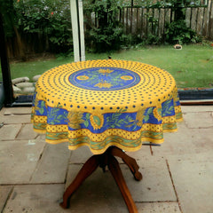 Provence Round Tablecloth - Sunflower Blue & Yellow