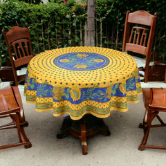 Provence Round Tablecloth - Sunflower Blue & Yellow