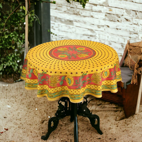 Provence Round Tablecloth - Sunflower Red & Yellow