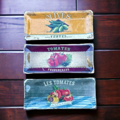 Provence Colorful Enameled Metal Small Rectangular Serving Trays