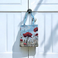 French Wild Red Poppy Field Tapestry Tote Bag | Stylish Colorful Carryall | Fashionable Summer Colors Shoulder Bag&nbsp;