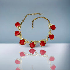 Vintage Moonglow Thermoset Lucite Red Fruits Necklace