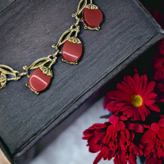 Vintage Moonglow Thermoset Lucite Red Fruits Necklace