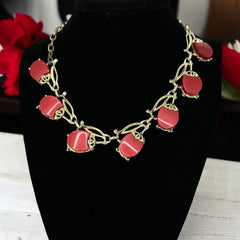 Vintage Moonglow Thermoset Lucite Red Fruits Necklace