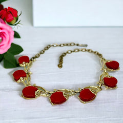 Vintage Moonglow Thermoset Lucite Red Fruits Necklace