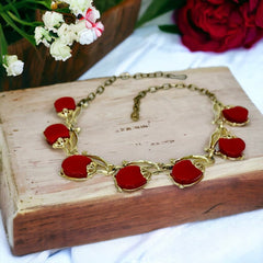 Vintage Moonglow Thermoset Lucite Red Fruits Necklace