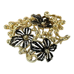 Vintage Sarah Coventry Black Enamel Flowers Grape Cluster Brooch Pendant