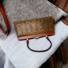 Vintage 1950s Light Brown Snakeskin Handbag