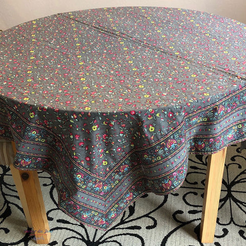 Provence Tablecloth - Square - Valdrome - Fleurs des Champs Gray