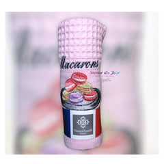 Provence Embroidered Waffle Weave Towel - Macarons Pink - Tissus Toselli