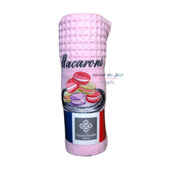 Provence Embroidered Waffle Weave Towel - Macarons Pink - Tissus Toselli